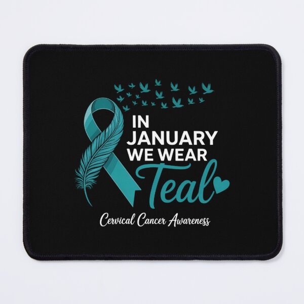 Item preview, in January Wear Teal Cervical Cancer Awareness Teal Ribbon designed and sold by sailorjessiArt.