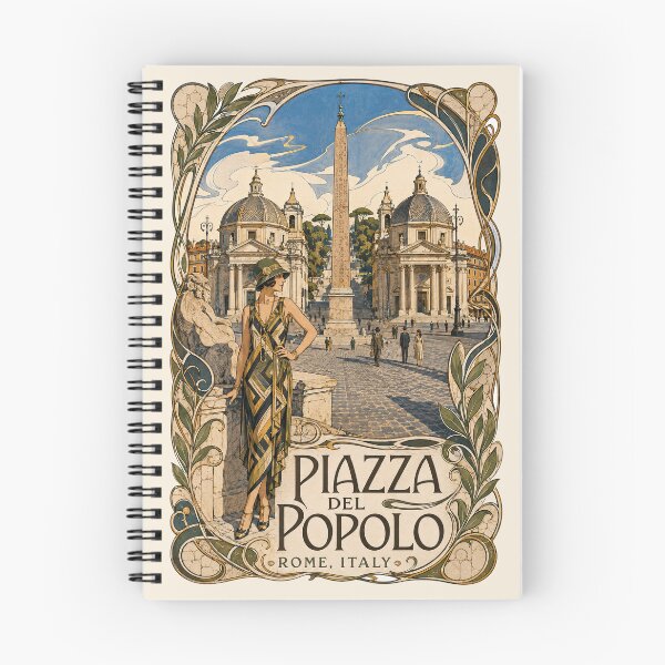 Item preview, Piazza del Popolo, Rome, Italy [Ink and Gouache Illustration] designed and sold by elektronen.