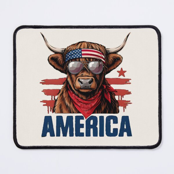 Item preview, Cool American Highland Cow – Funny Patriotic USA Flag Farmhouse T-shirt  designed and sold by ZyxDes.