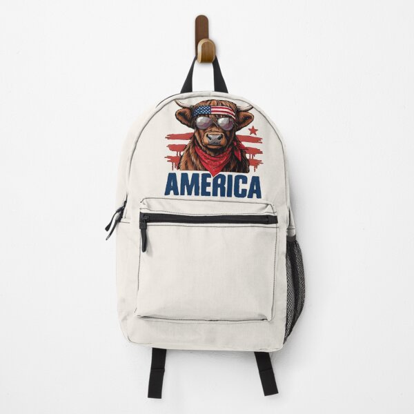 Item preview, Cool American Highland Cow – Funny Patriotic USA Flag Farmhouse T-shirt  designed and sold by ZyxDes.