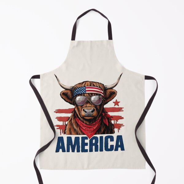 Item preview, Cool American Highland Cow – Funny Patriotic USA Flag Farmhouse T-shirt designed and sold by ZyxDes.