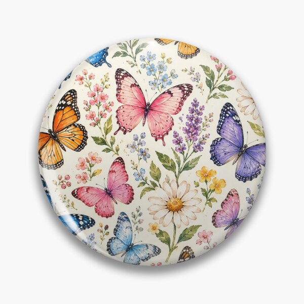 Item preview, Colorful Butterfly Garden Pattern | Watercolor Butterflies & Wildflowers Seamless Design designed and sold by RJACreative.