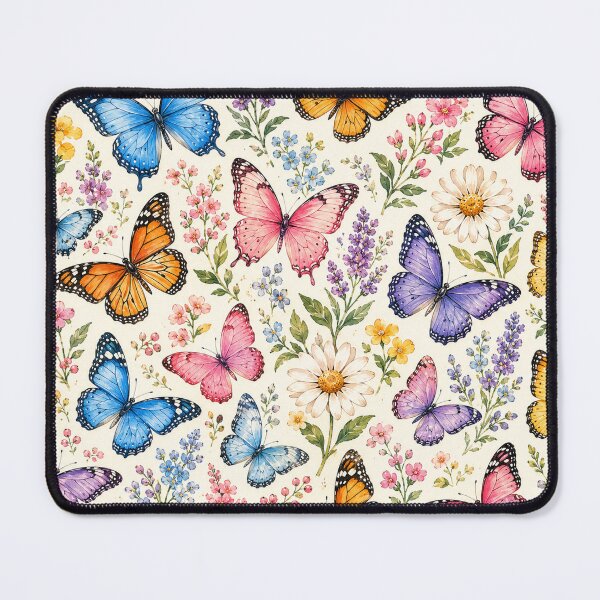 Item preview, Colorful Butterfly Garden Pattern | Watercolor Butterflies & Wildflowers Seamless Design designed and sold by RJACreative.