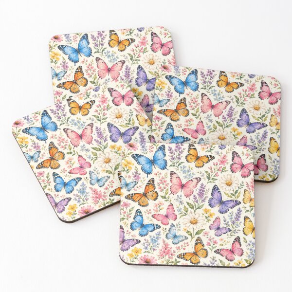 Item preview, Colorful Butterfly Garden Pattern | Watercolor Butterflies & Wildflowers Seamless Design designed and sold by RJACreative.