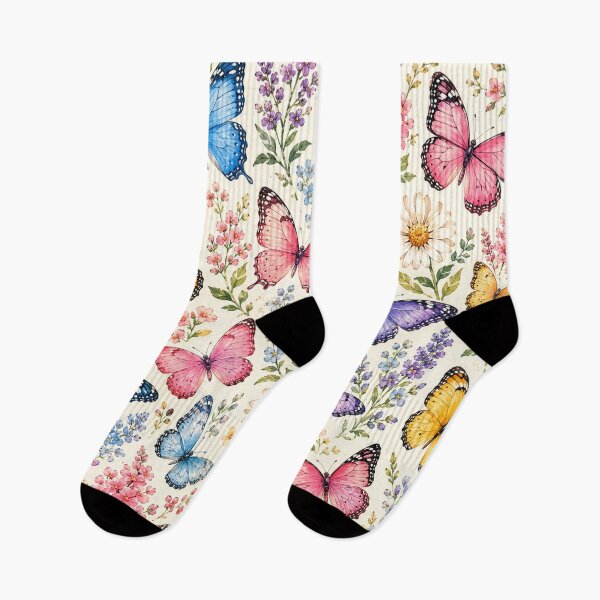 Item preview, Colorful Butterfly Garden Pattern | Watercolor Butterflies & Wildflowers Seamless Design designed and sold by RJACreative.