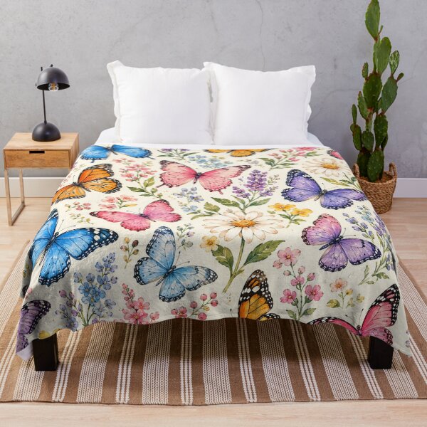 Item preview, Colorful Butterfly Garden Pattern | Watercolor Butterflies & Wildflowers Seamless Design designed and sold by RJACreative.