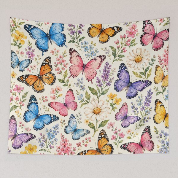 Item preview, Colorful Butterfly Garden Pattern | Watercolor Butterflies & Wildflowers Seamless Design designed and sold by RJACreative.