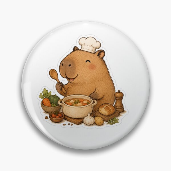 Item preview, Kawaii Capybara Chef Cooking Cute Funny Sticker designed and sold by flyowers.