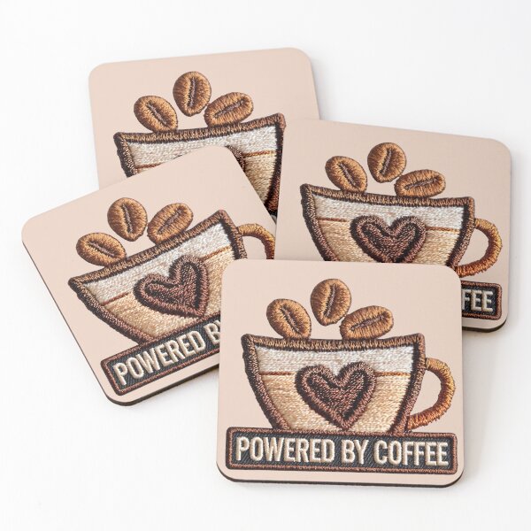 Item preview, Powered By Coffee Embroidery Patch designed and sold by MegaNovaArt.