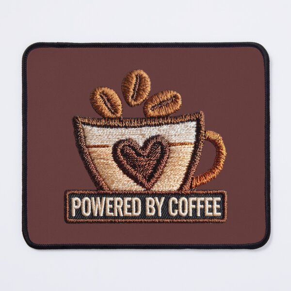 Item preview, Powered By Coffee Embroidery Patch designed and sold by MegaNovaArt.