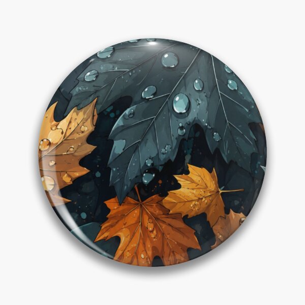 Item preview, Moody Autumn Leaves with Raindrops on Dark Stones Design For designed and sold by FaisalDesigningStore.