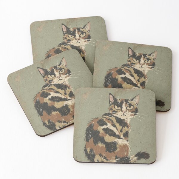 Item preview, Tortoiseshell Cat Glaring Over Its Shoulder designed and sold by PictorialWhimsy.