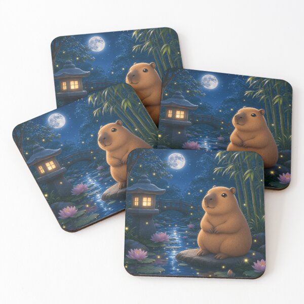 Item preview, Cute Capybara in Magical Night Garden with Full Moon designed and sold by LuisWorks.