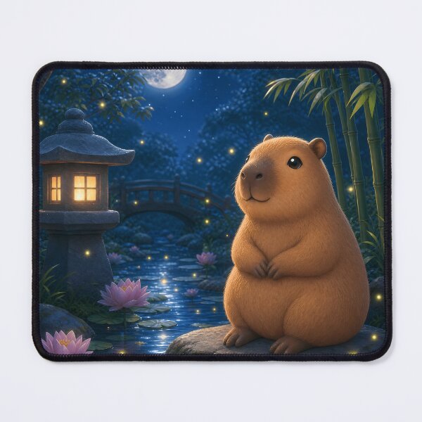 Item preview, Cute Capybara in Magical Night Garden with Full Moon designed and sold by LuisWorks.