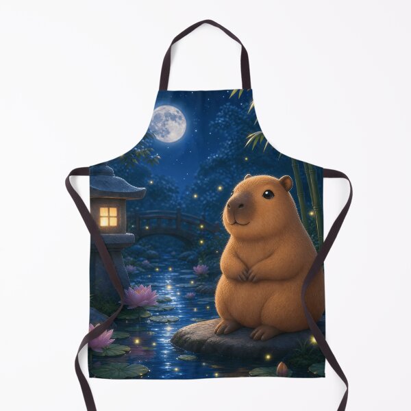 Item preview, Cute Capybara in Magical Night Garden with Full Moon designed and sold by LuisWorks.