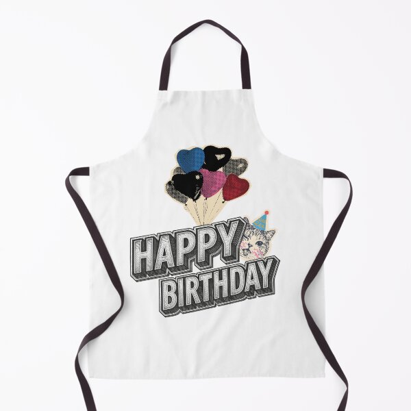 Item preview, Vintage Retro Happy Birthday Cat with Heart Balloons designed and sold by infinitearte.