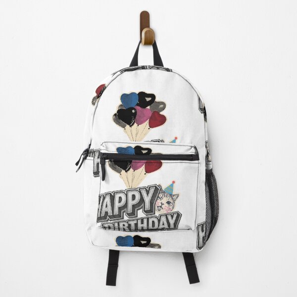 Item preview, Vintage Retro Happy Birthday Cat with Heart Balloons designed and sold by infinitearte.