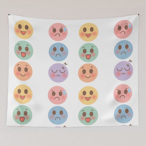 Item preview, ⁠Retro Emoji Face Sticker Collection with Colorful Kawaii Mood Expressions⁠ designed and sold by Teenidesign .