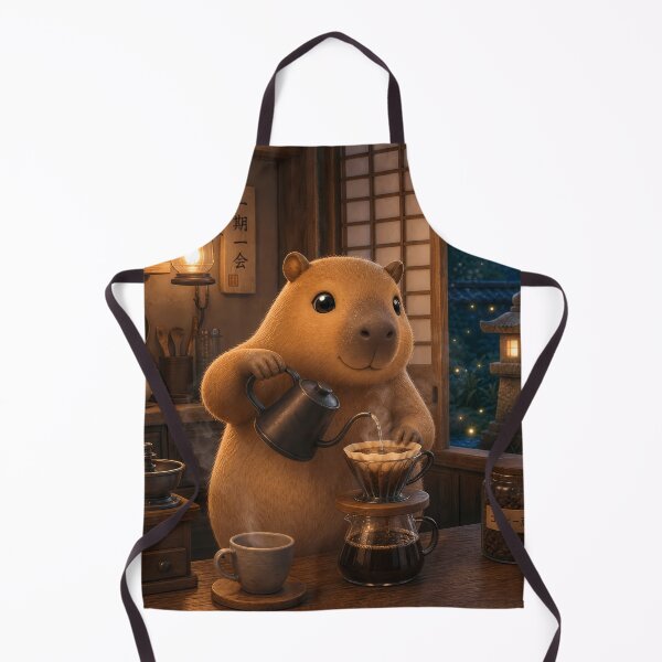 Item preview, Cute Capybara Brewing Pour Over Coffee designed and sold by LuisWorks.