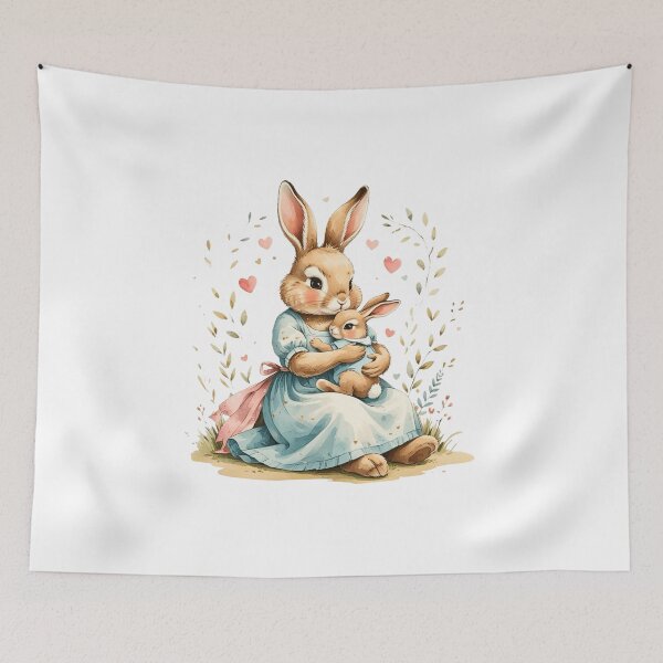 Item preview, Sweet Mama Bunny And Baby Rabbit Watercolor designed and sold by AQUILAKREO.