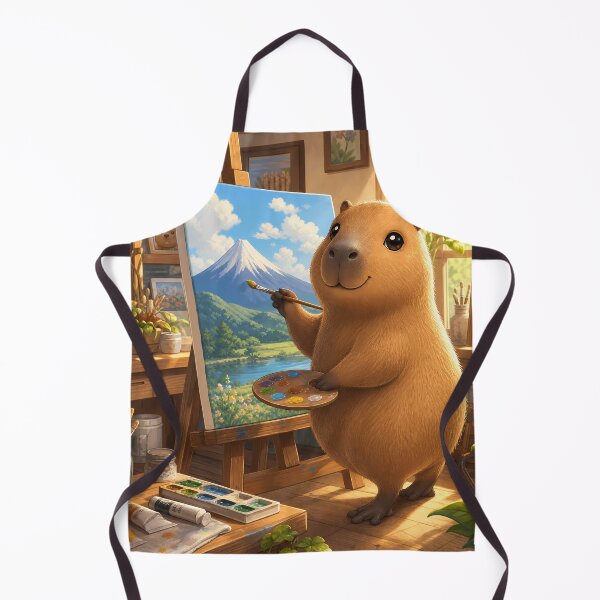 Item preview, Capybara Artist Painting Mount Fuji Landscape designed and sold by LuisWorks.