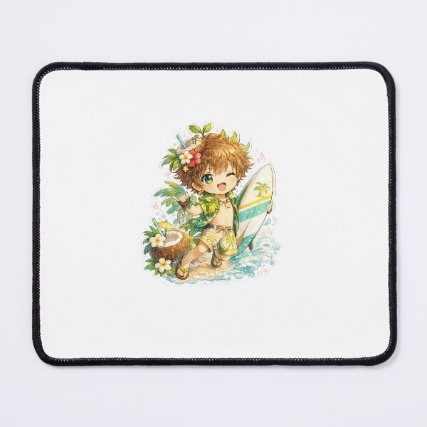 Item preview, Coconut Surfer Boy – Tropical Kawaii Adventure Sticker designed and sold by blossomfun.