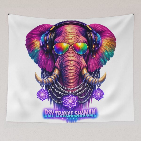 Item preview, Psy Trance Shaman Neon Elephant DJ designed and sold by  ZenRave Designs.