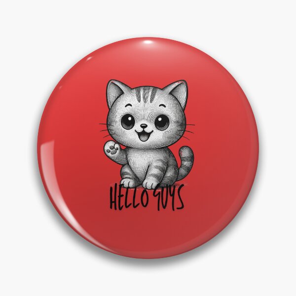 Item preview, Cute Waving Kitten - Hello Guys Black and White Line Art designed and sold by infinitearte.