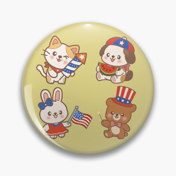 Item preview, Patriotic 4th of July Animal Sticker Pack with Teddy Bear Cat and Dog⁠ designed and sold by Teenidesign .