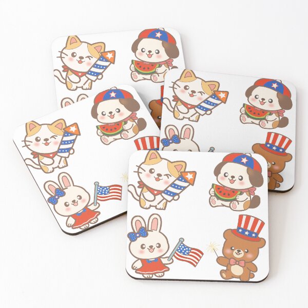 Item preview, Patriotic 4th of July Animal Sticker Pack with Teddy Bear Cat and Dog⁠ designed and sold by Teenidesign .