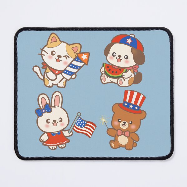 Item preview, Patriotic 4th of July Animal Sticker Pack with Teddy Bear Cat and Dog designed and sold by Teenidesign .