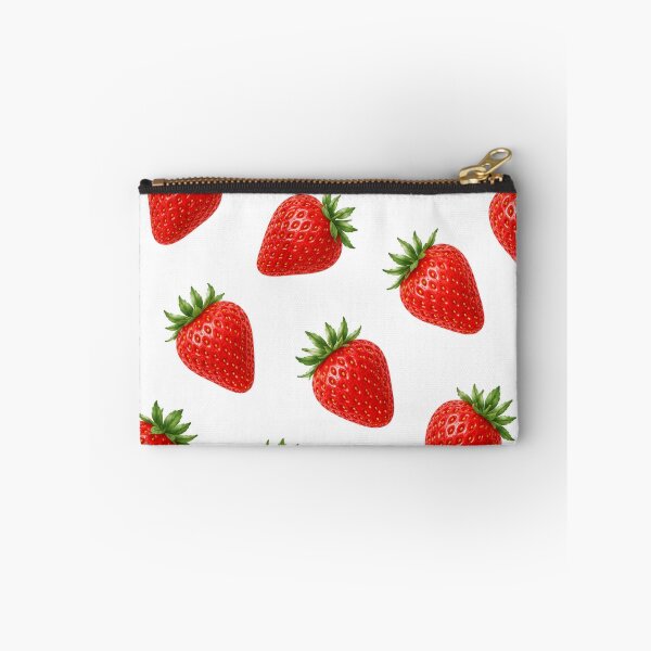 Artikelvorschau, Erdbeermuster | Niedlicher nahtloser Druck mit roten Erdbeeren auf weißem Hintergrund entworfen und verkauft von DreamPixelPrint.