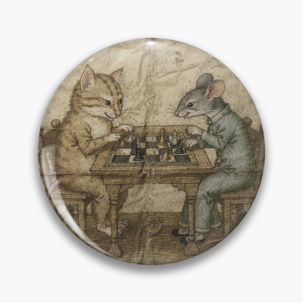 Item preview, Medieval Cat Plays Chess With a Mouse designed and sold by PictorialWhimsy.
