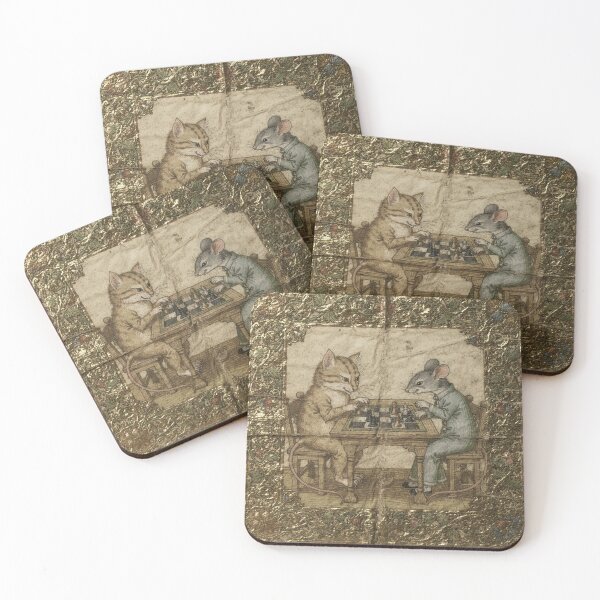 Item preview, Medieval Cat Plays Chess With a Mouse designed and sold by PictorialWhimsy.