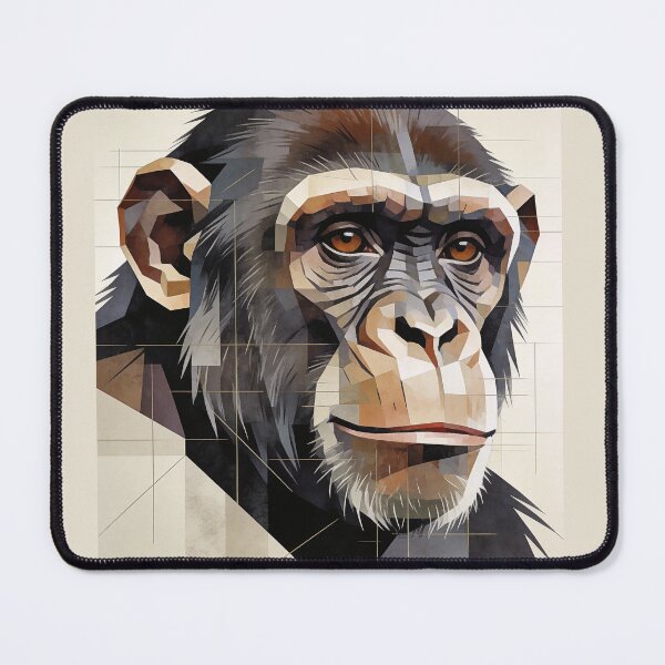 Item preview, Geometric Chimp Portrait – Modern Abstract Wildlife Art designed and sold by ARbyCharlie.