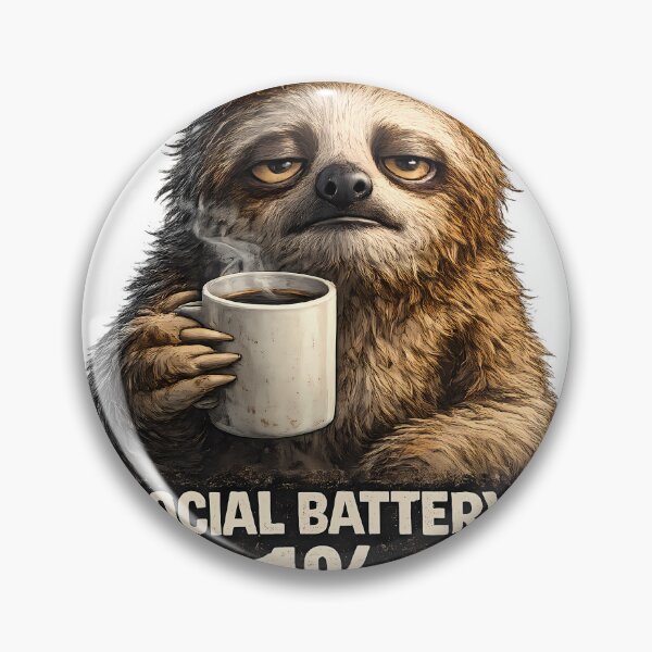 Item preview, Social Battery 1% Funny Sloth T-Shirt designed and sold by RebelVibeX.