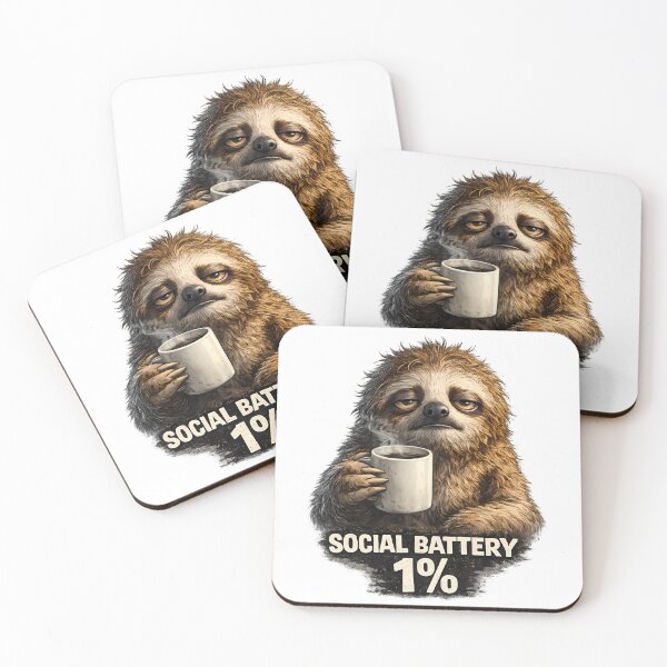Item preview, Social Battery 1% Funny Sloth T-Shirt designed and sold by RebelVibeX.
