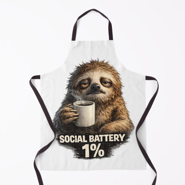 Item preview, Social Battery 1% Funny Sloth T-Shirt designed and sold by RebelVibeX.