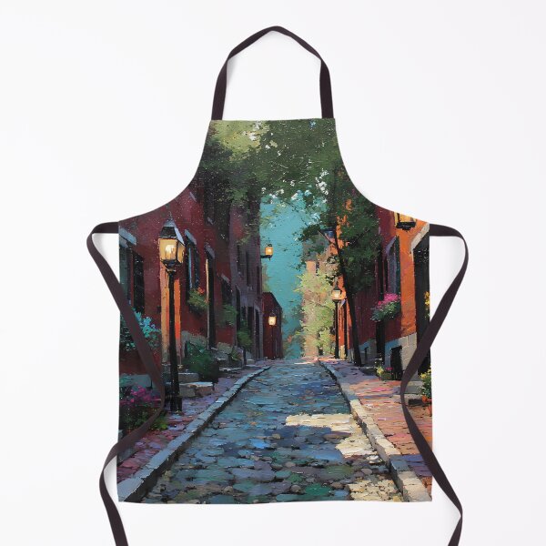 Item preview, Beacon Hill Boston Historic Cobblestone Street with Gas Lanterns and Red Brick Row Houses, Massachusetts designed and sold by daila70.