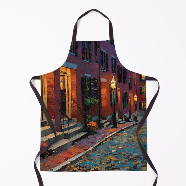 Item preview, Beacon Hill Boston Evening Cobblestone Street with Gas Lanterns and Historic Red Brick Homes, Massachusetts Decor, New England Gift designed and sold by daila70.