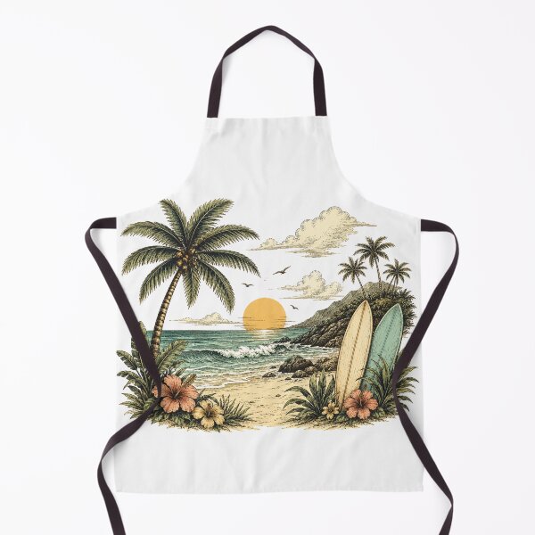 Item preview, Vintage Tropical Beach Sunset Surf Design | Palm Trees, Ocean Waves & Surfboards designed and sold by DreamPixelPrint.