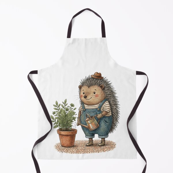 Item preview, Cute Hedgehog Gardener Watering Potted Plant Illustration designed and sold by TaiwanMemory.