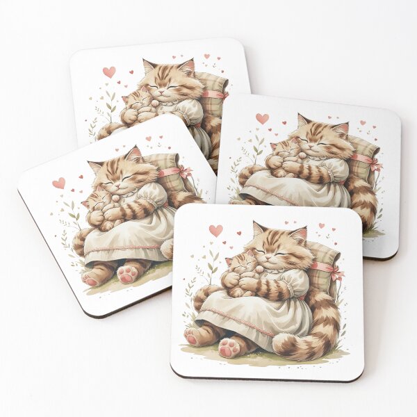 Item preview, Cute Cat Mom And Kitten Hugging Watercolor designed and sold by AQUILAKREO.