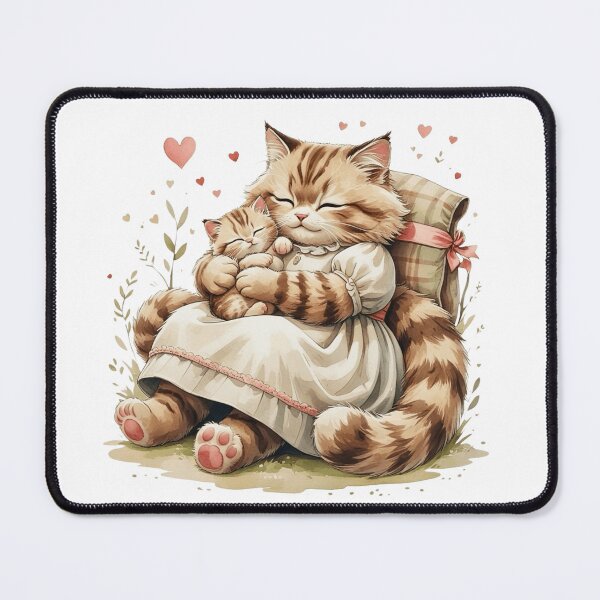 Item preview, Cute Cat Mom And Kitten Hugging Watercolor designed and sold by AQUILAKREO.