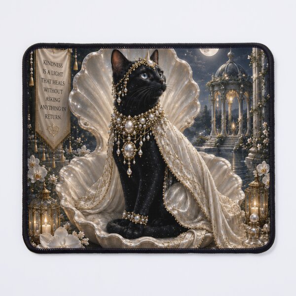 Item preview, Pearl Gracekeeper Cat Guardian of Gentleness Healing and Divine Love Fantasy Black Cat Art designed and sold by Mindworx21.