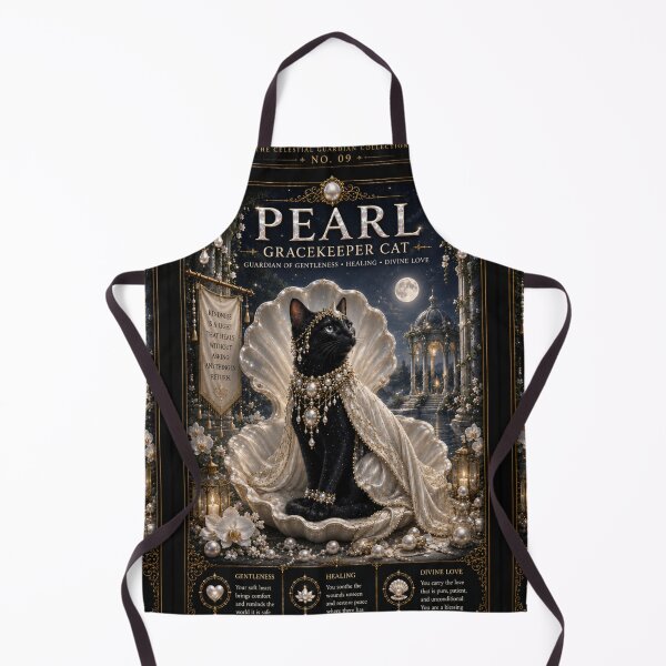 Item preview, Pearl Gracekeeper Cat Guardian of Gentleness Healing and Divine Love Fantasy Black Cat Art designed and sold by Mindworx21.