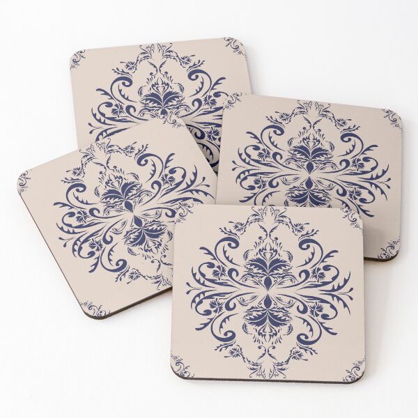 Item preview, Blue Damask Seamless Pattern and Cream Background. designed and sold by LifeTU.