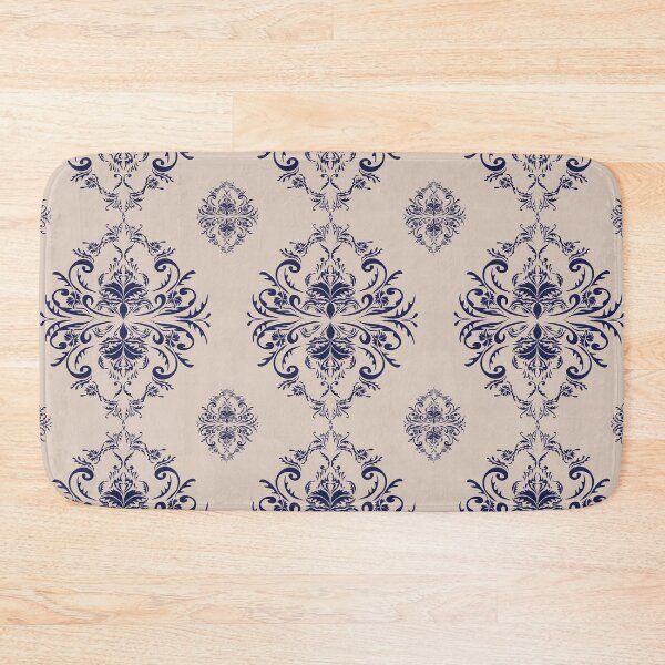 Item preview, Blue Damask Seamless Pattern and Cream Background. designed and sold by LifeTU.