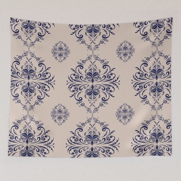 Item preview, Blue Damask Seamless Pattern and Cream Background. designed and sold by LifeTU.
