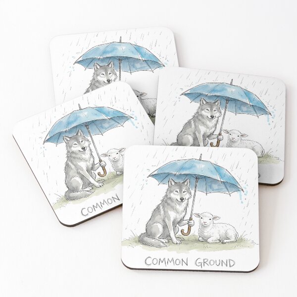 Item preview, Common Ground Wolf and Lamb Watercolor Peace Art designed and sold by SoulPT.